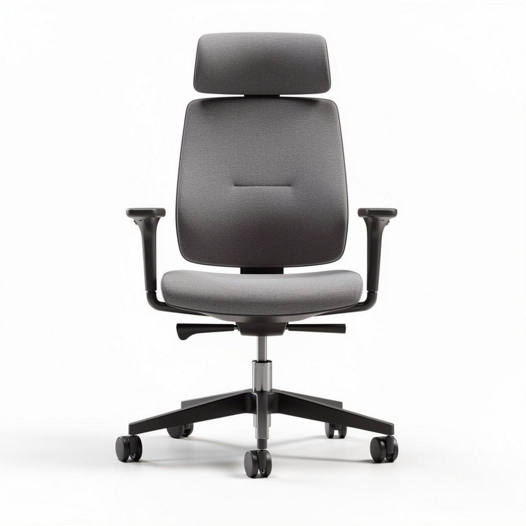 Office chair with adjustable headrest and armrests in gray fabric 50 x 60 x 100cm