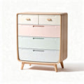 Bamboo dresser with pastel drawers for nursery storage 80 x 60 x 100cm