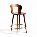 Wooden bar stool with curved backrest 40 x 40 x 100cm in walnut finish