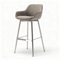Fabric upholstered bar stool with stainless steel legs in grey 40 x 40 x 100cm