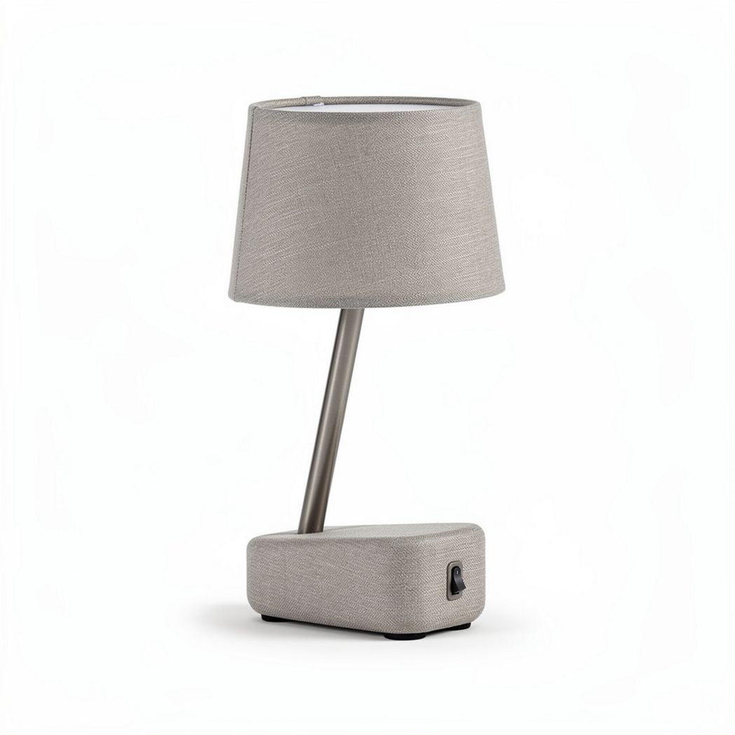 Fabric lampshade table lamp with modern design 22 x 22 x 40cm gray