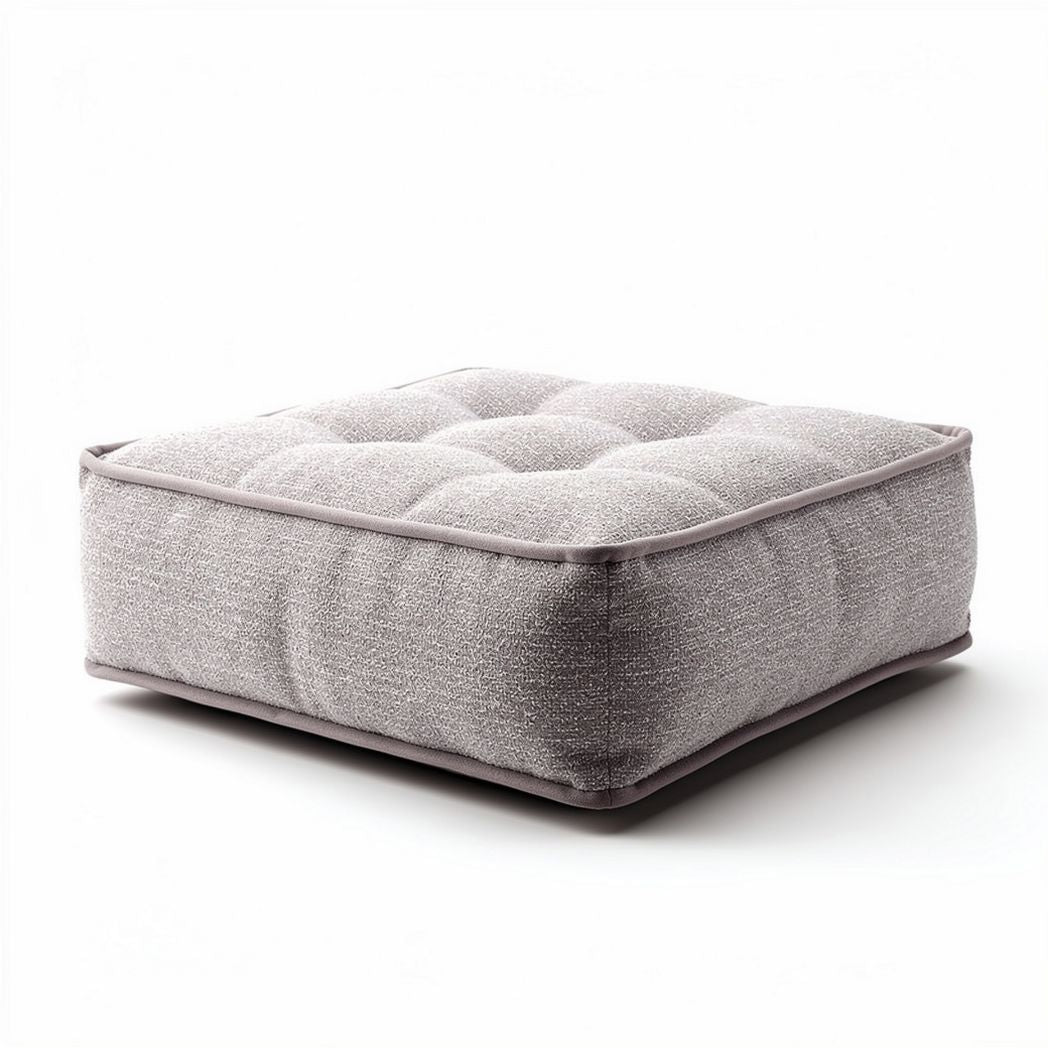 Square floor cushion soft fabric gray color 40 x 40 x 10cm for seating