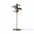 Modern brass floor lamp with geometric shades for living room decor