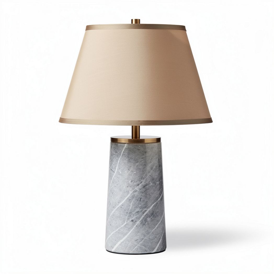 Marble table lamp with fabric shade and brass accents 20 x 20 x 40cm