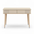 Beige writing desk with two drawers and wooden legs 120 x 60 x 75cm