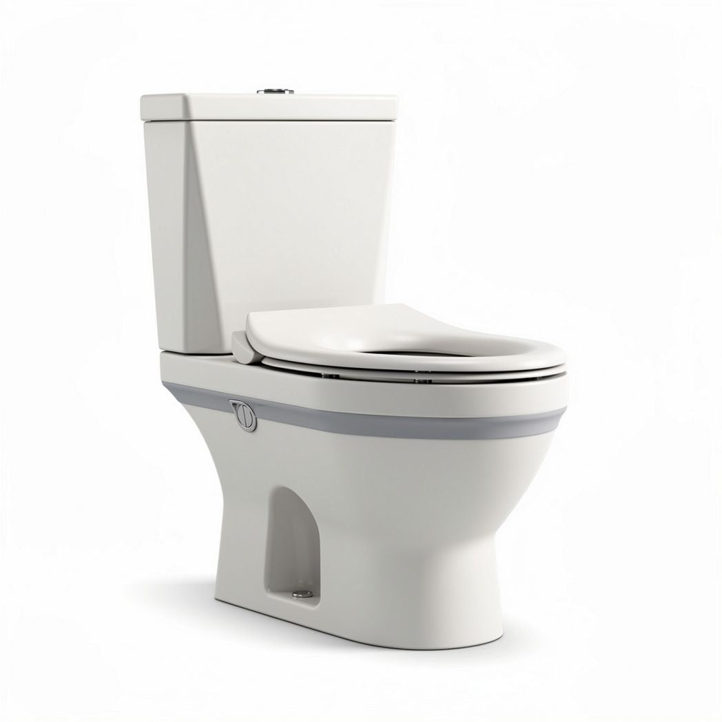 One-piece elongated toilet with dual flush system and soft close lid 70 x 40 x 40cm