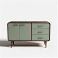 Mid-century modern sideboard in green and brown wood finish 120 x 40 x 75cm